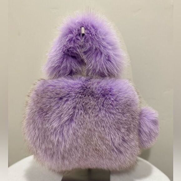 Stunning Lilac Handmade Luxury Real Fox Fur Camera Bag/Wristlet/Crossbody - Picture 1 of 17